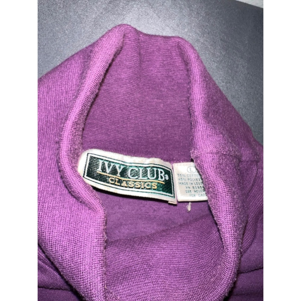 Ivy Club Turtleneck Top Women Large Purple Excellent Long Sleeve Solid Mock Neck - Picture 4 of 5